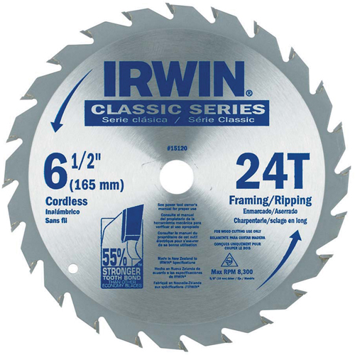 Lames de scie pour entrepreneur - Lames de scie de s&eacute;rie classique, 6-1/2", 24 dents, Pour Bois NRZ Safety Inc.