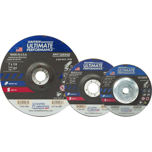Saitech Ultimate Performance Grinding Wheel, 4" x 1/4", 5/8" Arbor, Aluminum Oxide/Ceramic, Type 27 NRZ Safety Inc.