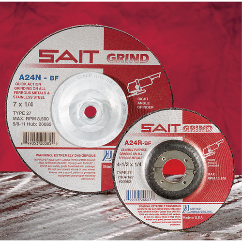 A24N Fast Grinding Wheel, 6" x 1/4", 7/8" Arbor, Aluminum Oxide, Type 27 NRZ Safety Inc.