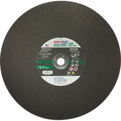 Cut-Off Wheel 24CR, 16" x 1/8", 1" Arbor, Type 1, Silicon Carbide, 4800 RPM NRZ Safety Inc.