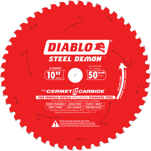 Circular Saw Blade, 10", 50 Teeth, Metal Use NRZ Safety Inc.