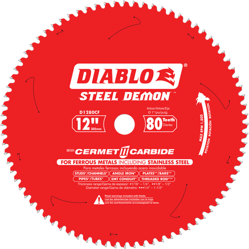 Circular Saw Blade, 12", 80 Teeth, Metal Use NRZ Safety Inc.