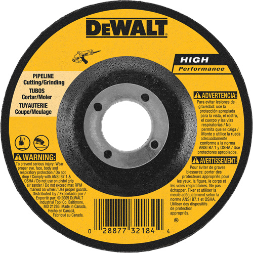 High Performance Pipeline Wheel, 5" x 1/8", 7/8" Arbor, Aluminum Oxide, Type 27 NRZ Safety Inc.