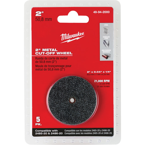 Disque &agrave; tronçonner pour meuleuse &agrave; angle droit M12 Fuel, 2" x 0,04", Arbre de 1/4", Type 1, Oxyde d'aluminium, 21000 Tr/min NRZ Safety Inc.