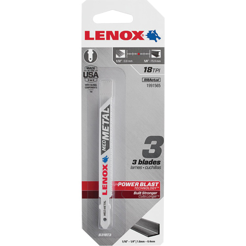 Lames de scie sauteuse pour coupe du m&eacute;tal, Bim&eacute;tal, 18 Dents par pouce, 3-5/8" lo x 3/8" la NRZ Safety Inc.