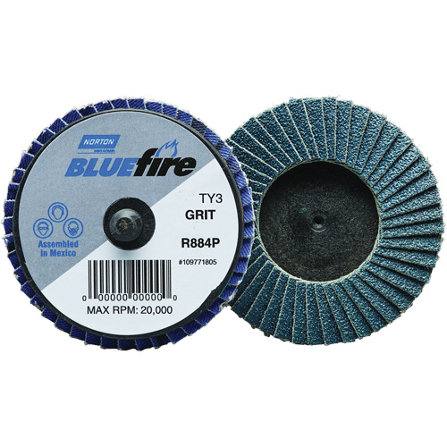 Mini-disque &agrave; lamelles R884P BlueFire, 3" x Type 27, Grain P40, Alumine de zirconium NRZ Safety Inc.