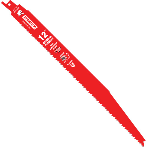 General-Purpose Reciprocating Saw Blade, Bi-Metal, 8-14 TPI, 12" L x 1" W NRZ Safety Inc.