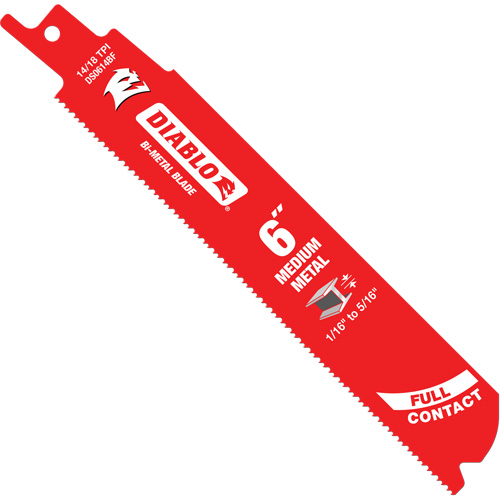 Medium Metal Reciprocating Saw Blade, Bi-Metal, 14-18 TPI, 6" L x 1" W NRZ Safety Inc.