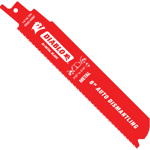 Reciprocating Blade for Auto Dismantling, Bi-Metal, 10-14 TPI, 6" L x 1" W NRZ Safety Inc.