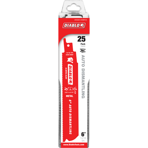 Reciprocating Blade for Auto Dismantling, Bi-Metal, 14-18 TPI, 6" L x 1" W NRZ Safety Inc.