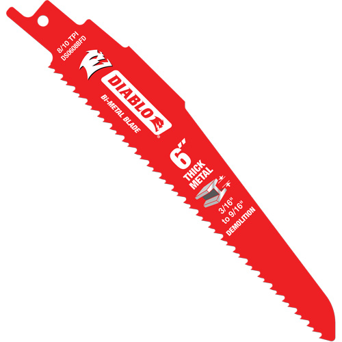 Reciprocating Blade for Thick Metal/Demolition, Bi-Metal, 8-10 TPI, 6" L NRZ Safety Inc.