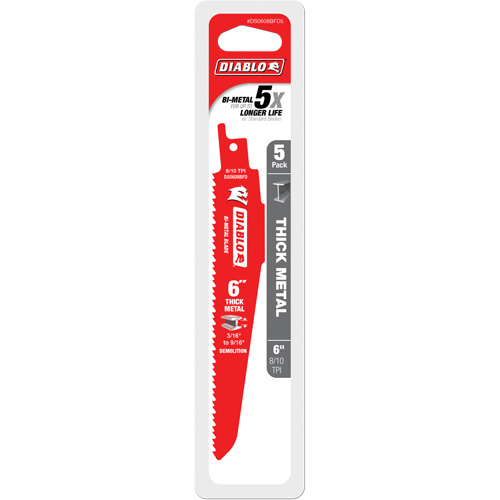 Reciprocating Blade for Thick Metal/Demolition, Bi-Metal, 8-10 TPI, 6" L NRZ Safety Inc.