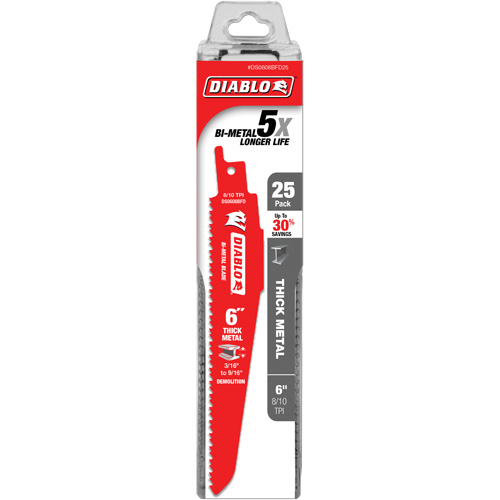 Reciprocating Blade for Thick Metal/Demolition, Bi-Metal, 8-10 TPI, 6" L NRZ Safety Inc.