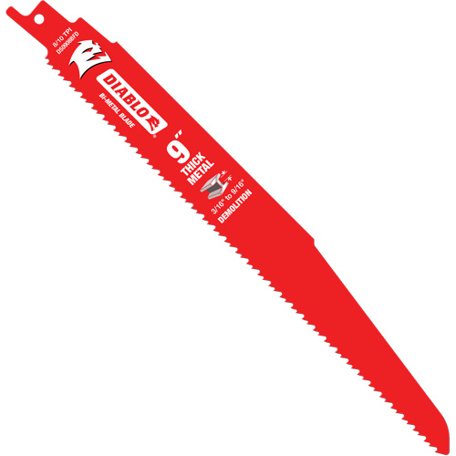 Reciprocating Blade for Thick Metal/Demolition, Bi-Metal, 8-10 TPI, 9" L NRZ Safety Inc.