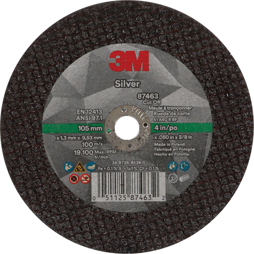 Meule &agrave; tronçonner Silver, 4" x 0,05", Arbre de 3/8"-24, Type 1, C&eacute;ramique, 19100 Tr/min NRZ Safety Inc.