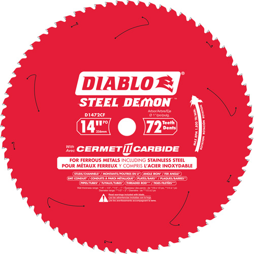 Lame de scie circulaire Cermet II Steel Demon, 14", 72 dents, Pour M&eacute;tal NRZ Safety Inc.