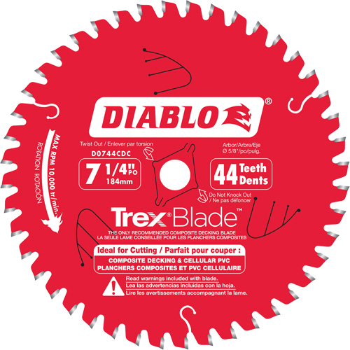 Lame de scie &agrave; d&eacute;couper Trex Blade, 7-1/4", 44 dents, Pour Plastique/Plastique NRZ Safety Inc.