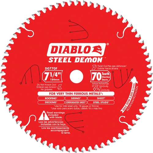 Lame de scie &agrave; d&eacute;couper Steel Demon, 7-1/4", 70 dents, Pour M&eacute;tal NRZ Safety Inc.