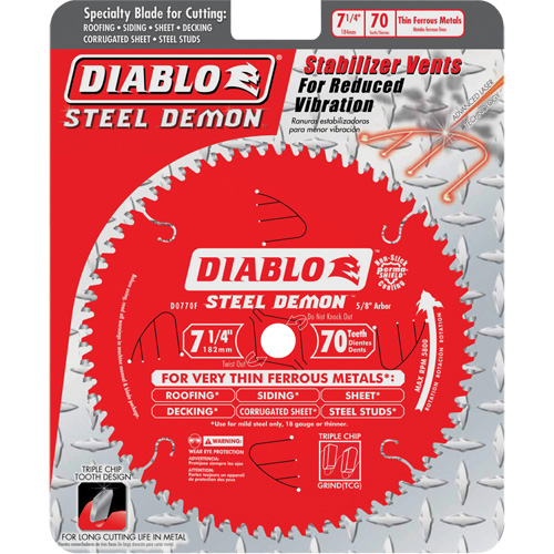 Lame de scie &agrave; d&eacute;couper Steel Demon, 7-1/4", 70 dents, Pour M&eacute;tal NRZ Safety Inc.