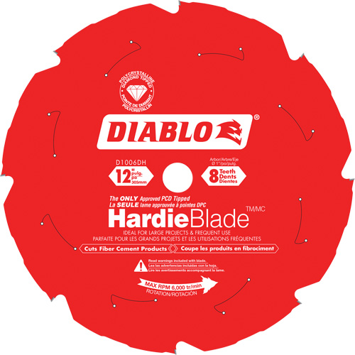 Lame de scie &agrave; d&eacute;couper HardieBlade, 12", 8 dents, Pour B&eacute;ton de fibre NRZ Safety Inc.