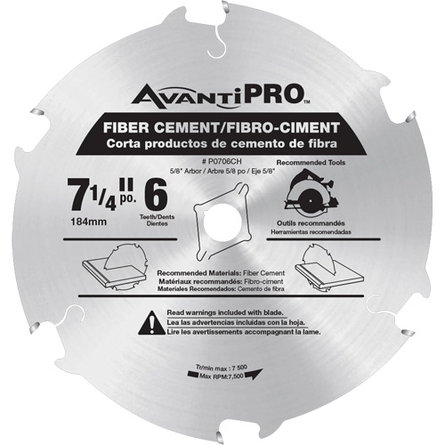 Lame de scie AvantiPro, 7-1/4", 6 dents, Pour B&eacute;ton de fibre NRZ Safety Inc.
