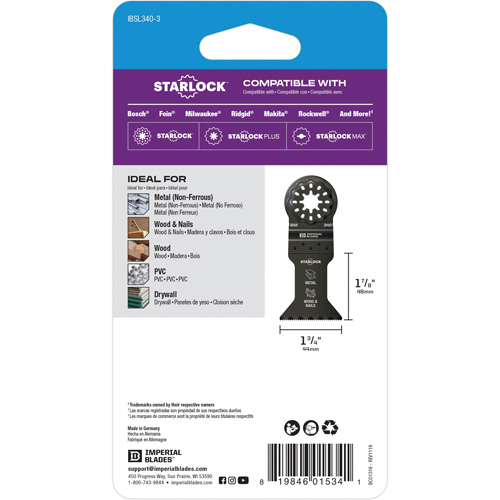 Starlock 1-3/4" Standard Metal Blade NRZ Safety Inc.