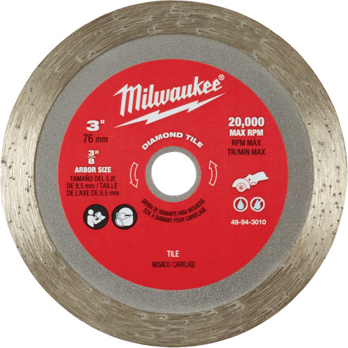 Tile Blade, 3" x 3/8" Arbor, Diamond, 20000 RPM NRZ Safety Inc.