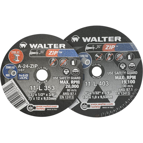 Zip Cut-Off Wheel, 2" x 1/32", 3/8" Arbor, Type 1, 30600 RPM NRZ Safety Inc.