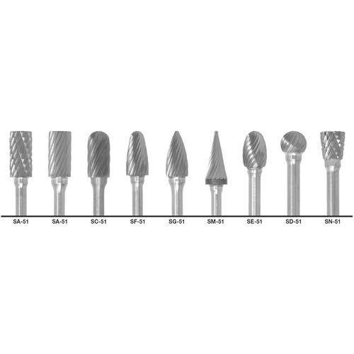 1855 Double Cut Carbide Burr Set, 9 Pieces NRZ Safety Inc.