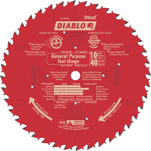 Lames de scie - Usage universel, 10", 40 dents, Pour Bois NRZ Safety Inc.
