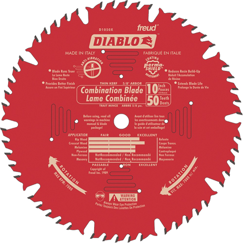 Contractor Saw Blades - Combination Saw Blades, 10", 50 Teeth, Wood Use NRZ Safety Inc.