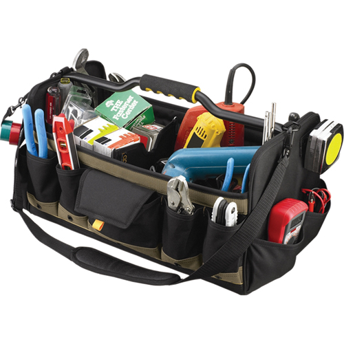 Open Top 20" Soft Side Tool Boxes, Polyester, 27 Pockets, Black NRZ Safety Inc.