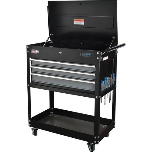 Utility Cart, 4 Drawers, 18" L x 33" W x 39" H, Black NRZ Safety Inc.