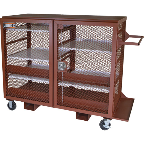 Mobile Mesh Cabinet, Steel, 49 Cubic Feet, Red NRZ Safety Inc.