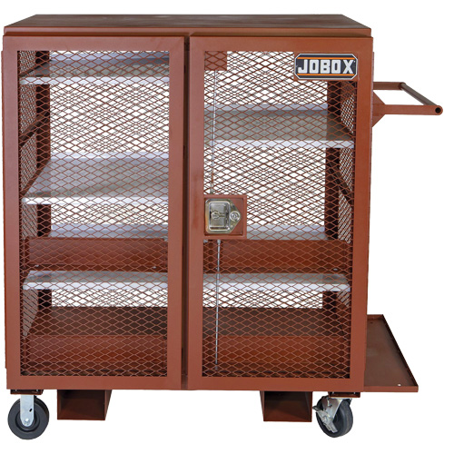 Mobile Mesh Cabinet, Steel, 37 Cubic Feet, Red NRZ Safety Inc.