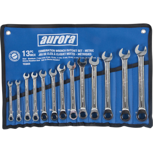 Jeu de cl&eacute;s &agrave; cliquet &agrave; t&ecirc;te fixe, Combinaison, 13 morceaux, M&eacute;trique NRZ Safety Inc.