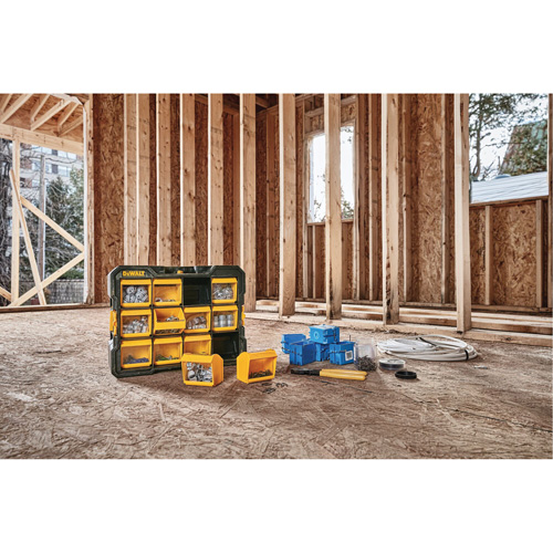 Flip-Bin Organizer, 3-7/8" W x 17-3/4" D x 13-7/8" H, Black/Yellow NRZ Safety Inc.