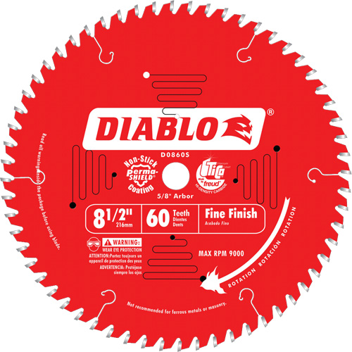Lames de scie pour entrepreneur - Lames de scie finition fine, 8-1/2", 60 dents, Pour Bois NRZ Safety Inc.