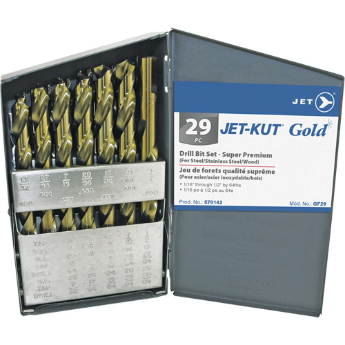 Jeu de forets de premi&egrave;re qualit&eacute; JET-KUT GOLD, 29 morceaux, Acier alli&eacute; NRZ Safety Inc.