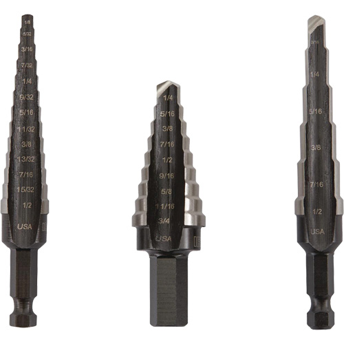 Unibit&reg; Step Drill Set, 3 Pieces, High Speed Steel NRZ Safety Inc.