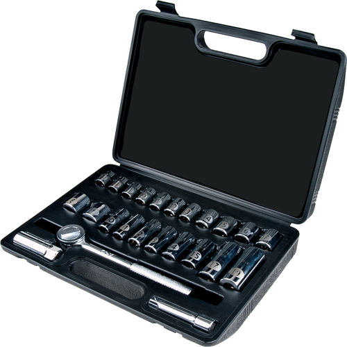 Metric Socket Set, 24 Pcs, 3/8" Drive Size, Deep NRZ Safety Inc.