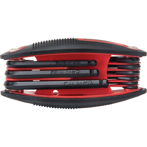 Ball End Fold-Up Hex Key Set, 9 Pcs., Imperial NRZ Safety Inc.