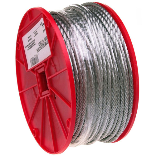 Wire Cable, 250' (76.2 m) x 3/16", 840 lbs. (0.42 tons), Galvanized NRZ Safety Inc.