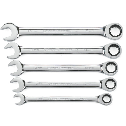 Jeu de cl&eacute;s &agrave; cliquet &agrave; 12 pans et 72 dents, Combinaison, 5 morceaux, M&eacute;trique NRZ Safety Inc.
