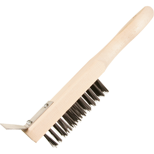 Scratch Brush With Scraper, Steel, 5 x 13 Wire Rows, 11-3/8" Long NRZ Safety Inc.