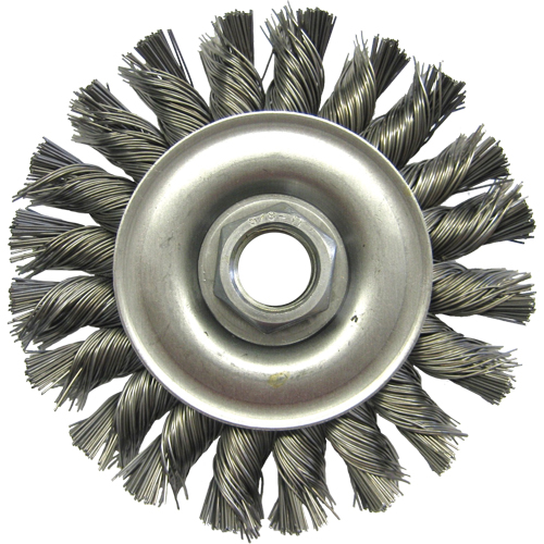 Brosses m&eacute;talliques &agrave; touret, Dia. 4", Fils 0,02", Arbre 5/8"-11, Acier NRZ Safety Inc.