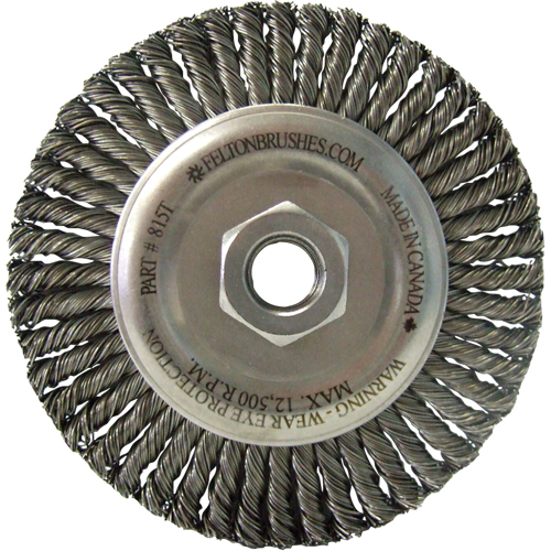 Brosses m&eacute;talliques &agrave; touret, Dia. 5-7/8", Fils 0,02", Arbre 5/8"-11, Acier NRZ Safety Inc.