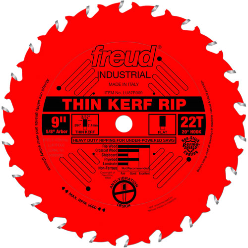 TCS Industrial Saw Blade - Rip/Crosscut Thin Kerf, 9", 22 Teeth, Wood Use NRZ Safety Inc.
