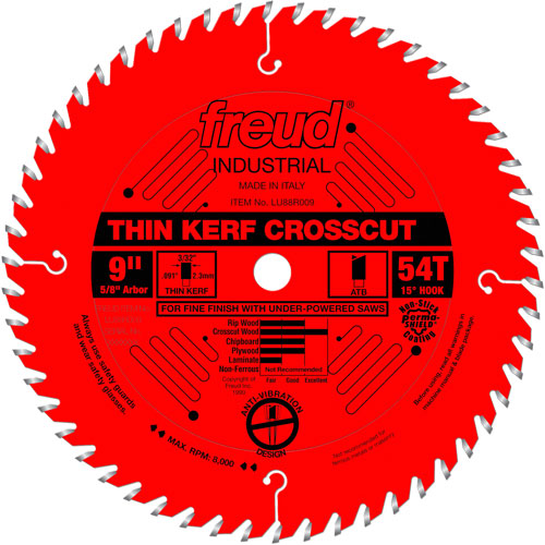 TCS Industrial Saw Blade - Rip/Crosscut Thin Kerf, 9", 54 Teeth, Wood Use NRZ Safety Inc.