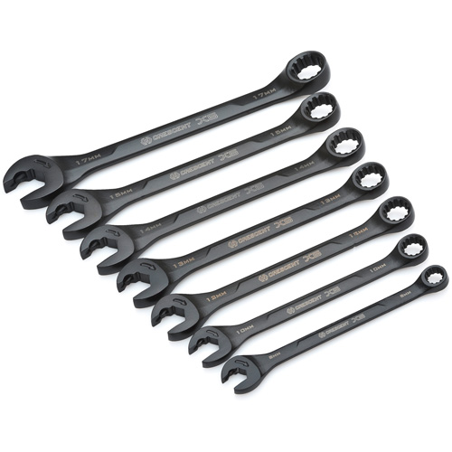 Jeu de cl&eacute;s &agrave; cliquets &agrave; cannelure avec rev&ecirc;tement d'oxyde noir X6, Combinaison/Ouverte, 7 morceaux, M&eacute;trique NRZ Safety Inc.